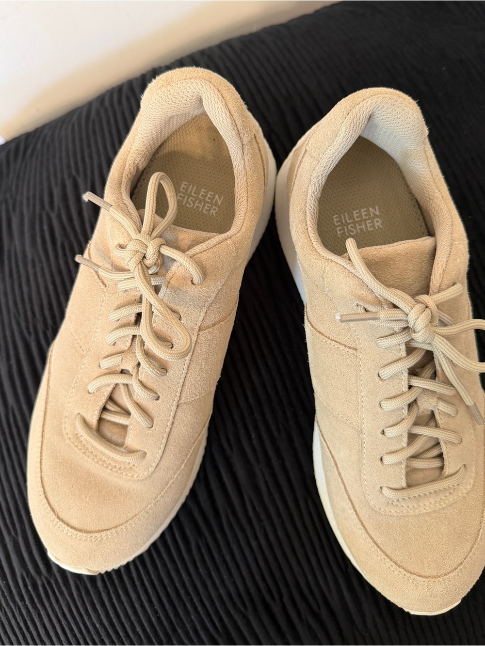 Suede Lace-Up Sneakers by Eileen Fisher in Soft Taupe - Picture 2 of 5